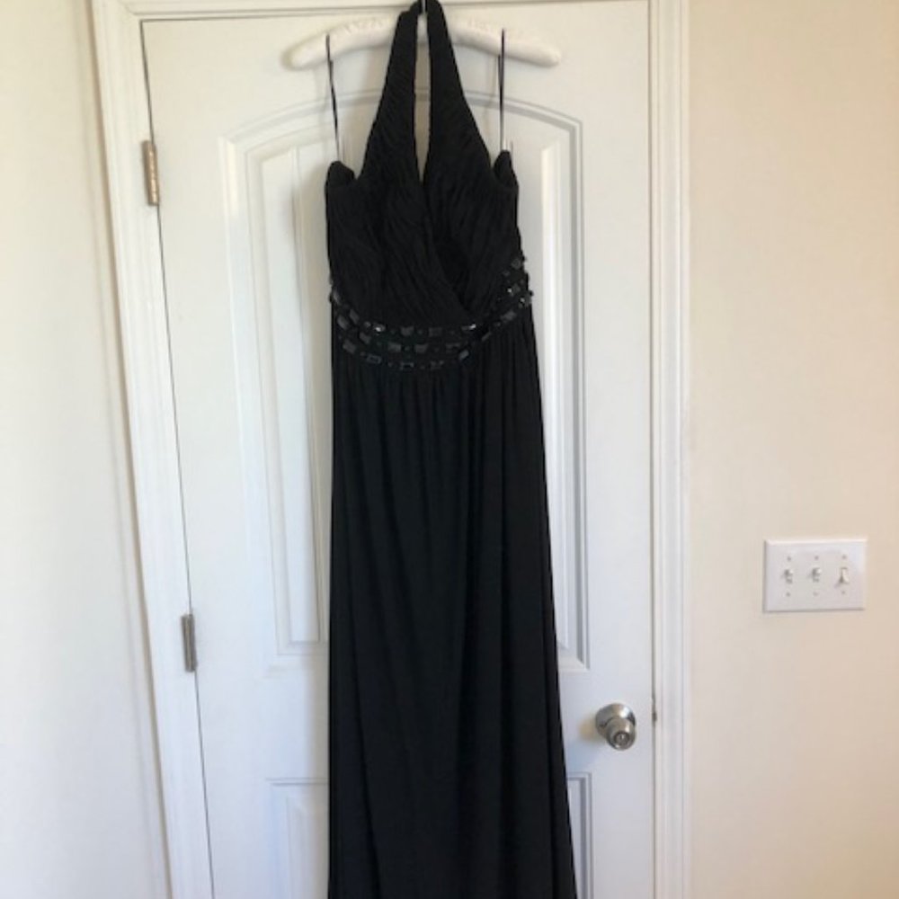 JS Boutique Woman, black, beaded maxi dress, Size 22W.
